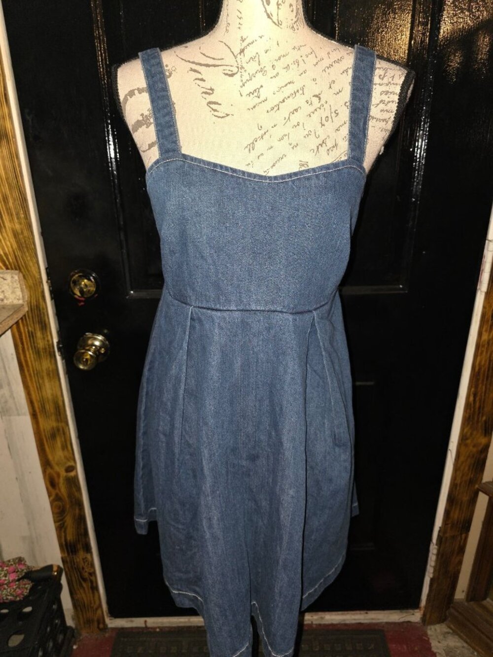 Denim Sleeveless Dress With Bow Back Detail By Unpublished Womens Medium